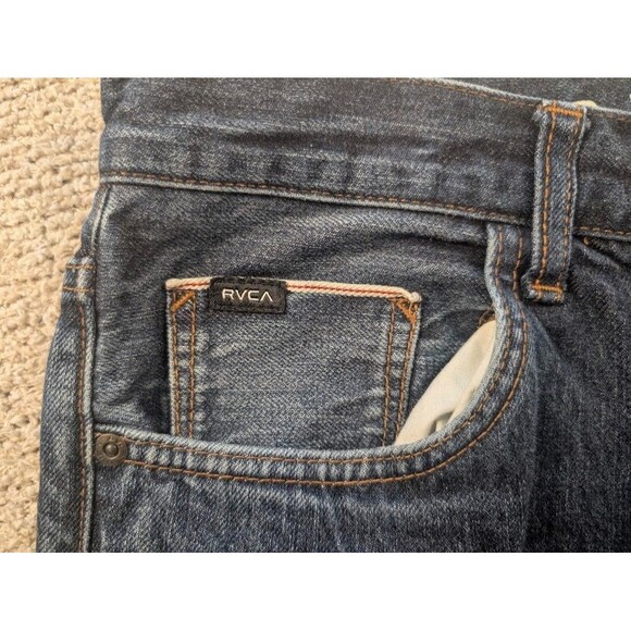 RVCA Super 5 Selvedge Denim Jeans Men's 34x31 Dark Wash Straight Fit - Picture 5 of 10
